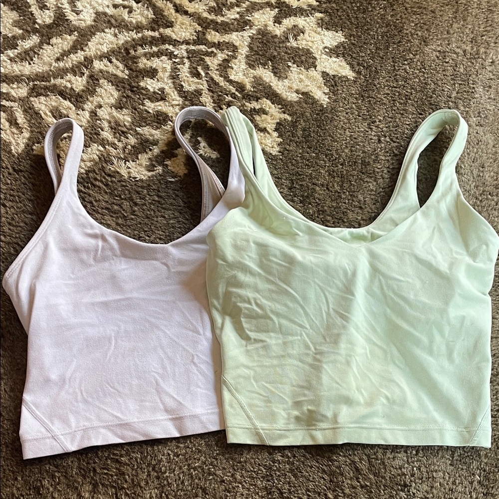 lululemon athletica White and Light Green Camisoles